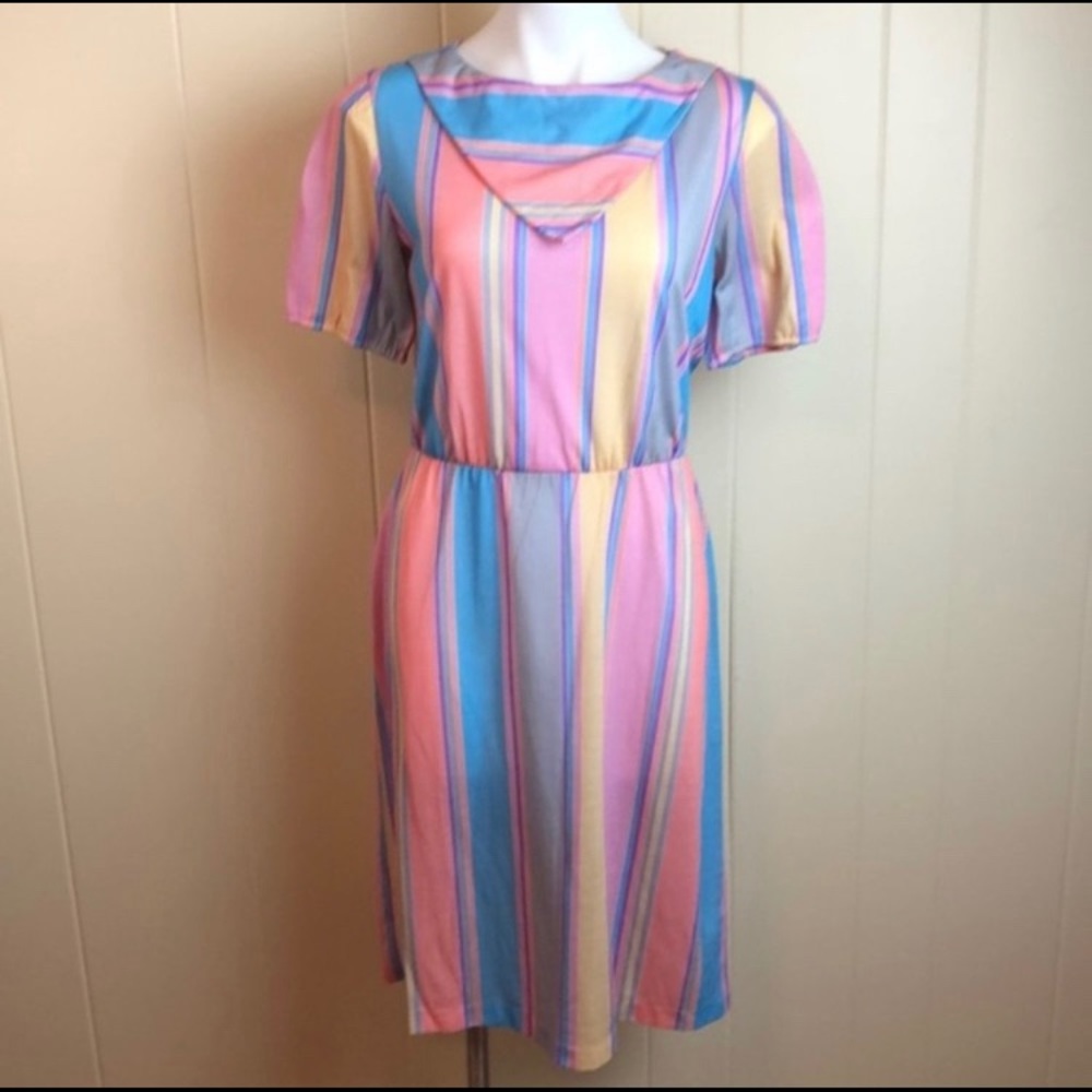 Vintage 70s/80s Striped Knit Disco Librarian Dress